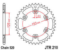 Звезда задняя JT JTR210.45