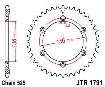 Звезда задняя JT JTR1791.42