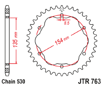Звезда задняя JT JTR763.40