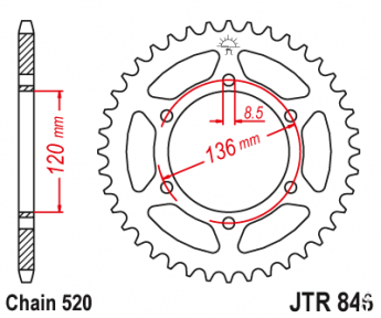 Звезда задняя JT JTR846.45
