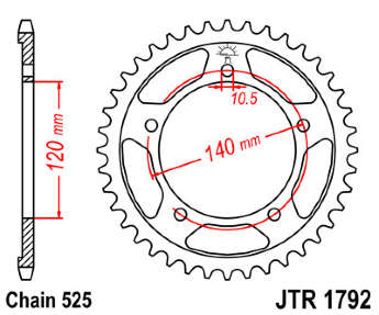 Звезда задняя JT JTR1792.43