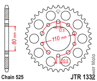 Звезда задняя JT JTR1332.43