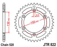 Звезда задняя JT JTR822.43