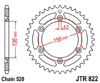 Звезда задняя JT JTR822.43