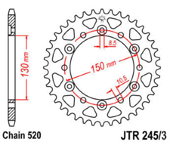 Звезда задняя JT JTR245/3.43