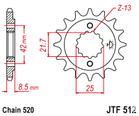 Звезда передняя JT JTF512.16RB