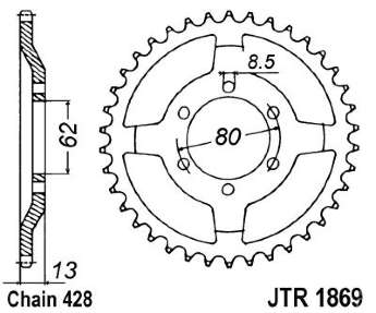 Звезда задняя JT JTR1869.45