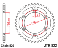 Звезда задняя JT JTR822.52
