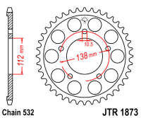 Звезда задняя JT JTR1873.48