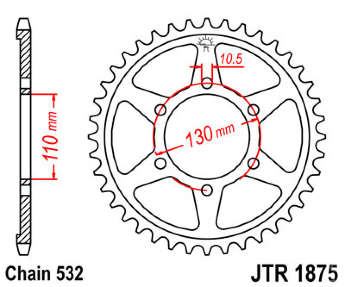Звезда задняя JT JTR1875.48