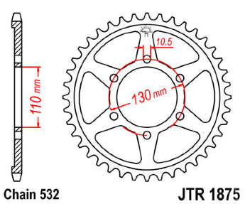 Звезда задняя JT JTR1875.48