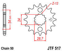 Звезда передняя JT JTF517.17