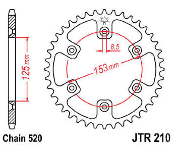 Звезда задняя JT JTR210.45