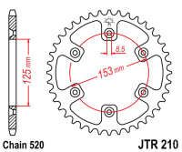 Звезда задняя JT JTR210.50