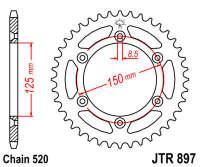 Звезда задняя JT JTR897.38