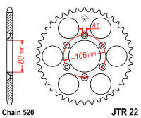 Звезда задняя JT JTR22.49