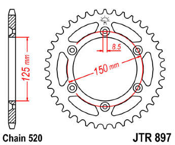 Звезда задняя JT JTR897.48