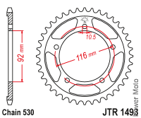 Звезда задняя JT JTR1493.42