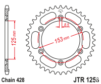 Звезда задняя JT JTR1258.54