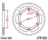 Звезда задняя JT JTR822.50
