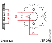 Звезда передняя JT JTF259.15