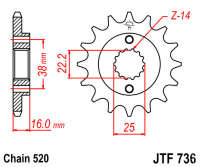 Звезда передняя JT JTF736.14