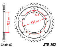 Звезда задняя JT JTR302.41