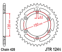 Зірка задня JT JTR1244.52