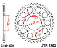 Звезда задняя JT JTR1303.43