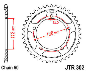 Звезда задняя JT JTR302.44