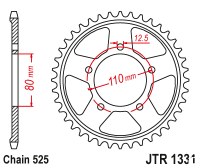 Звезда задняя JT JTR1331.42ZBK