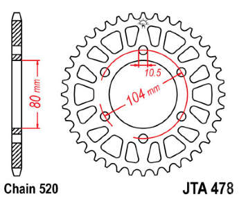 Звезда задняя легкосплавная JT JTA478.43