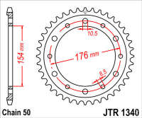 Звезда задняя JT JTR1340.43