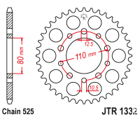 Звезда задняя JT JTR1332.42