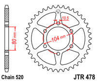 Звезда задняя JT JTR478.43