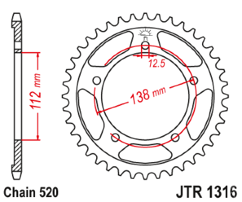 Зірка задня JT JTR1316.43