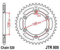 Звезда задняя JT JTR808.46