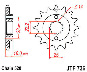 Звезда передняя JT JTF736.15
