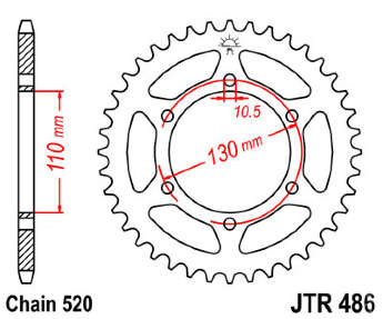 Звезда задняя JT JTR486.42