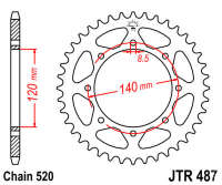 Звезда задняя JT JTR487.43