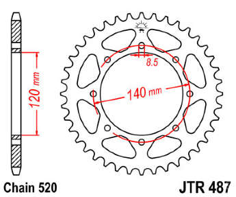 Звезда задняя JT JTR487.43