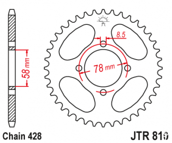 Звезда задняя JT JTR810.50