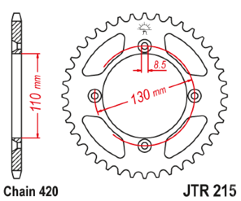 Звезда задняя JT JTR215.50