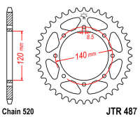 Звезда задняя JT JTR487.46