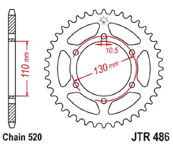 Звезда задняя JT JTR486.47