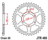 Звезда задняя JT JTR488.44