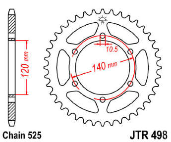 Звезда задняя JT JTR498.46
