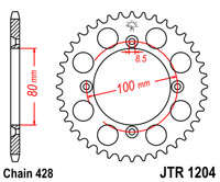 Звезда задняя JT JTR1204.50