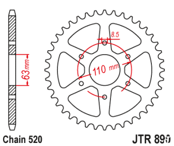 Зірка задня JT JTR890.42 ZBK