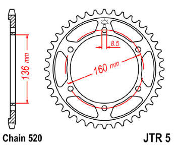 Звезда задняя JT JTR5.47